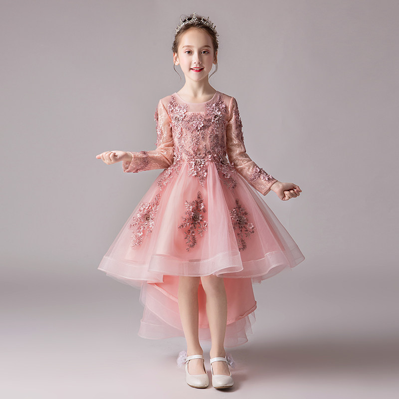 儿童礼服粉色公主裙女童生日女孩花童婚礼走秀小主持人钢琴演出服