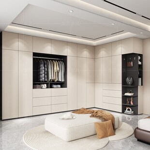 现代简约转角大衣柜家用卧室定制到顶大J衣橱衣帽间储物置物收纳