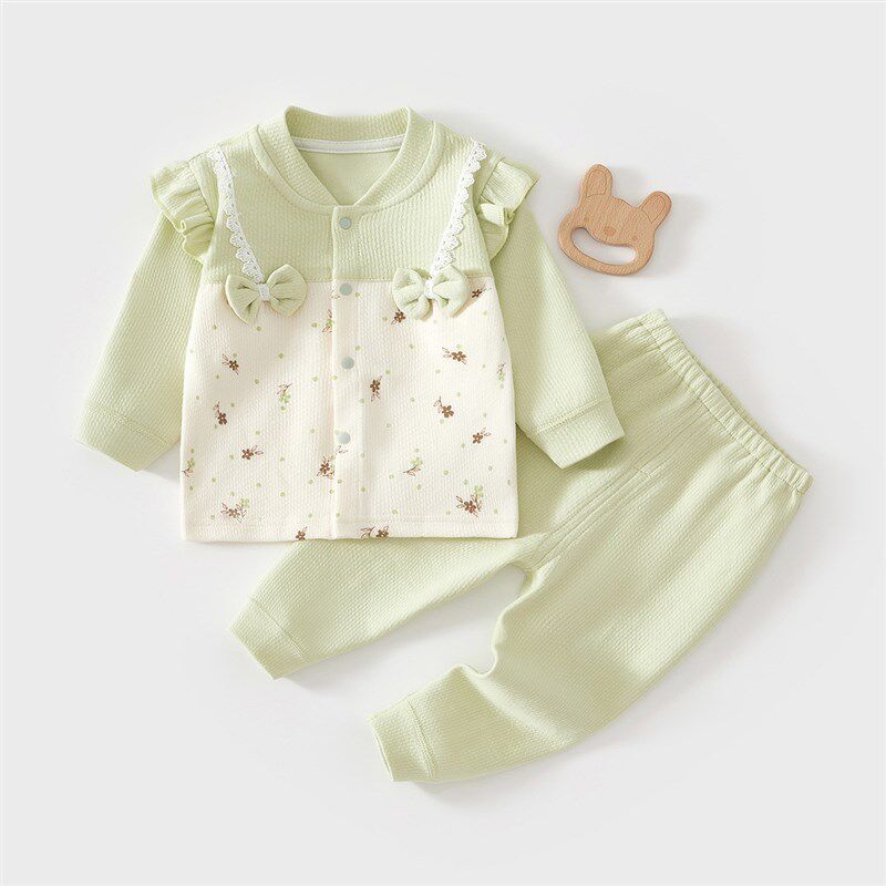 婴儿衣服分体秋衣秋裤套装春秋冬季女宝宝上衣裤子婴幼儿两件套