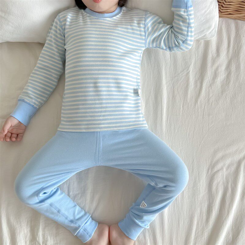 秋冬儿童舒绒秋衣卫生裤纯棉无骨男童内衣女童弹力打底加厚发热衣