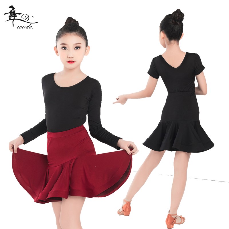 新款儿童女拉丁舞练功服演出服少儿舞蹈裙比赛服套装春夏季连体衣