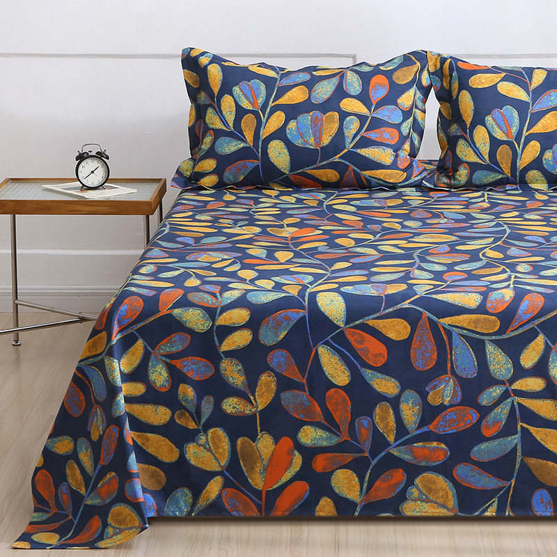 优质纯棉活性f加厚防皱夏季老粗布床单单件榻榻米炕单蓝色抽象创