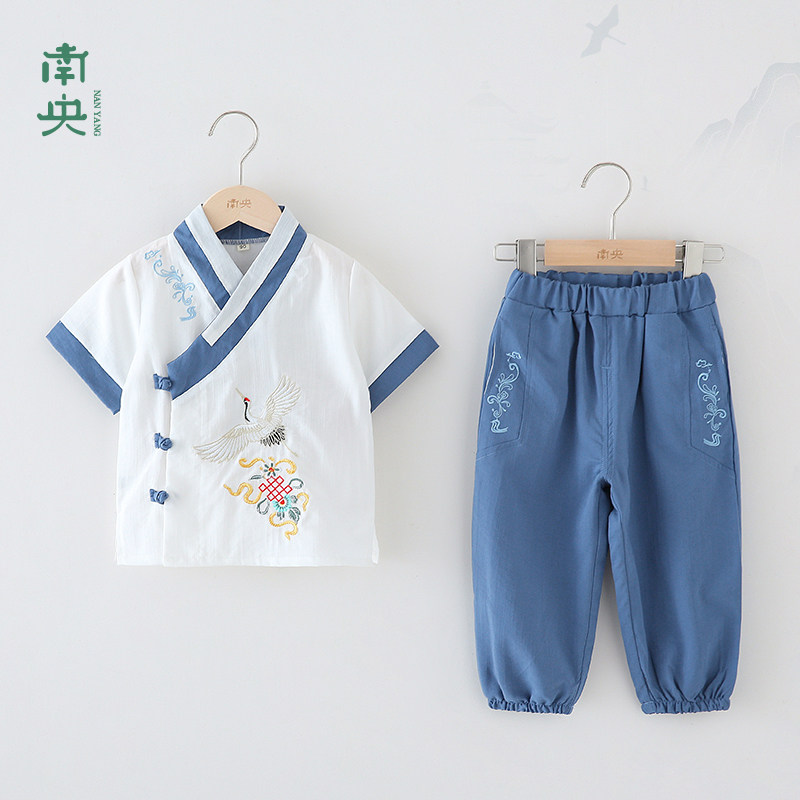 中式儿童唐装男童汉服夏季薄款宝宝古装改良小男孩中国风国学演出