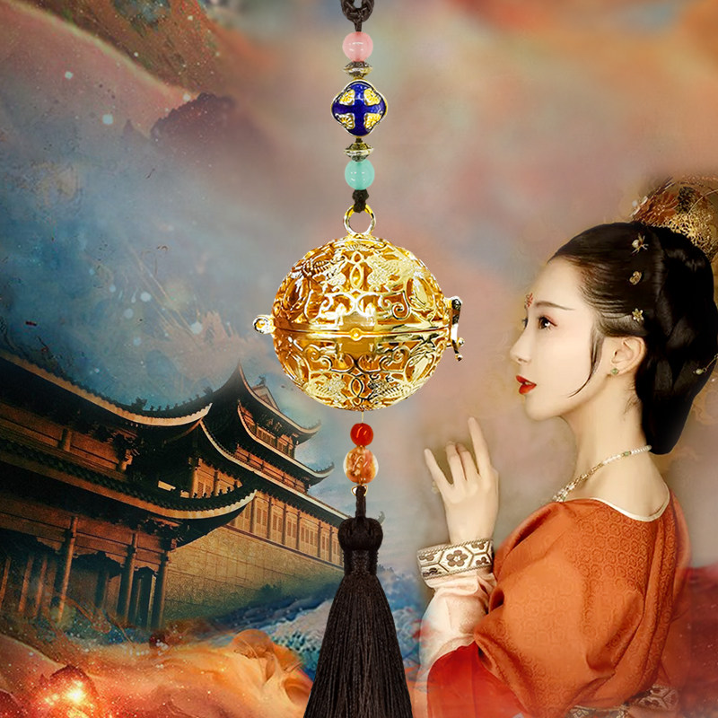 陕西历史博物f馆贵妃葡萄花鸟纹香囊生日礼物汉服配饰车挂西安文