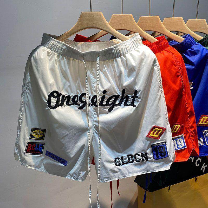 特大码300斤宽松运动高街篮球运动裤男夏季美式刺绣时尚沙滩短裤2