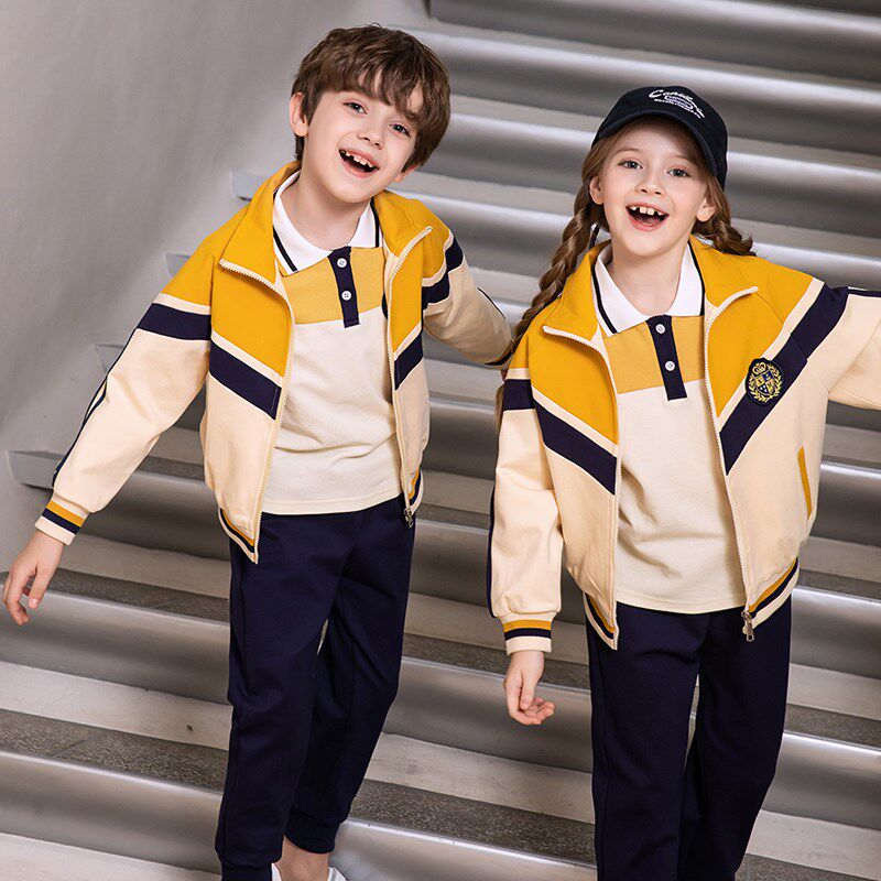 年级班服男女童春夏套装新款小学生校服幼儿园服黄色棒球服学院风