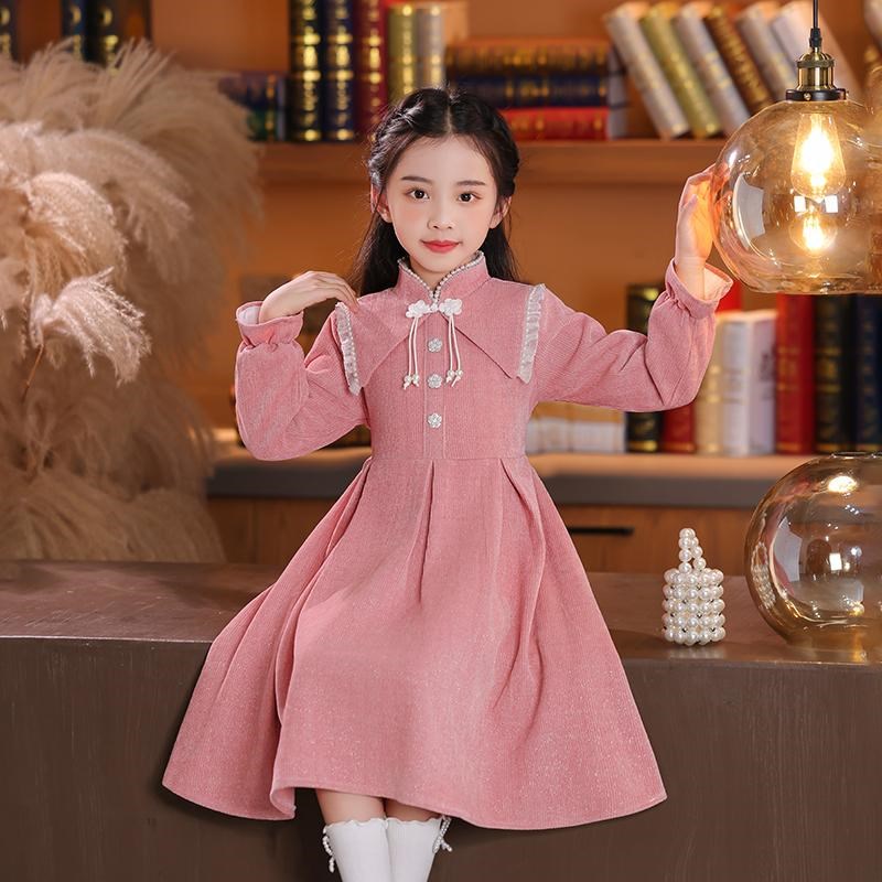 女童连衣裙秋冬款2024新款儿童公主裙小女孩洋气加绒春秋时尚裙子