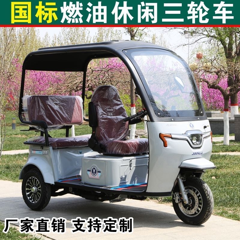 新款带棚国标燃油休闲接送孩子旅游代步家用三轮摩托车全新