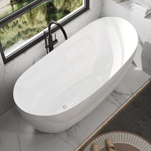 鸭蛋形亚克力免安装 小户型贵妃家用酒店民宿网红浴盆 浴缸独立式