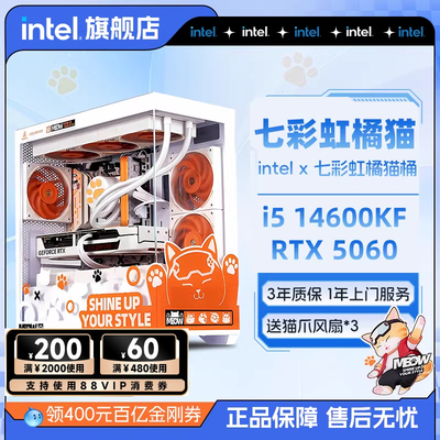 intel旗舰店七彩虹橘猫i5 13400F/14600KF/RTX5060/5060Ti/5070电脑主机diy组装游戏全家桶电脑台式机整机