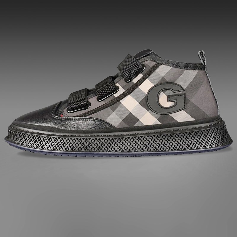 棉鞋男厚底内增高冬季一脚蹬加绒保暖帆布鞋中帮鞋格子板鞋休闲鞋