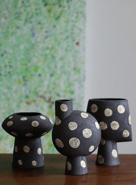 现代风陶瓷摆件i装饰品几何波点肌理质感家居礼物手工制作玄关摆