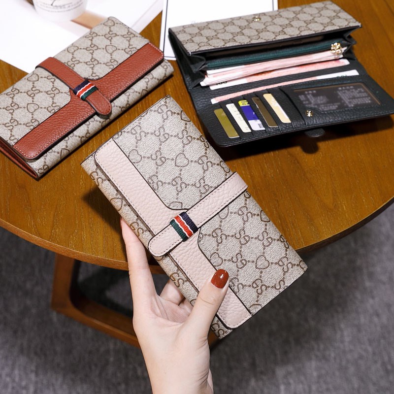 新款时尚女钱包卡包 长款大容量牛皮多用途钱包女士手拿包