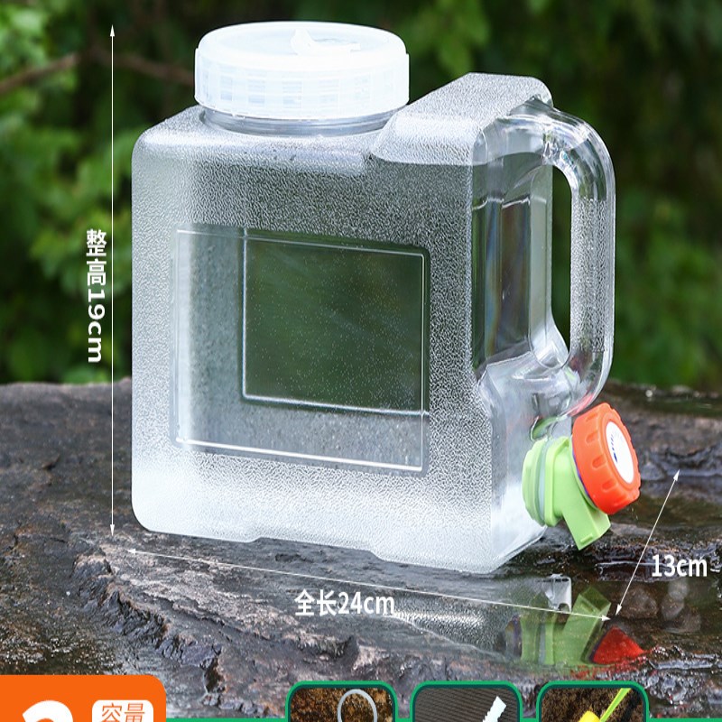 户外车载水桶家用储水桶手提矿泉水大容量可携式pc透明蓄水箱带龙
