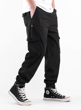 束脚工装裤男运动大码宽松2023年秋季男士哈伦休闲长裤子九分裤潮