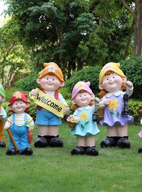 卡通读书娃娃大摆件人物雕塑别y墅花园景观小品幼儿园户外草坪装