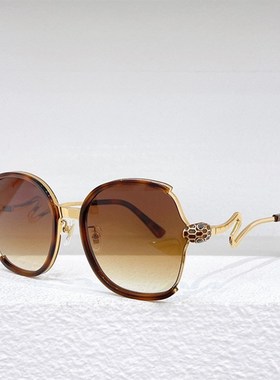 金属板材椭圆大框太阳眼镜女9735时尚镶钻蛇形镜腿遮阳墨镜男黑红