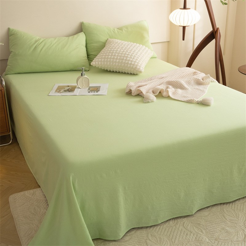 床单单件家用纯色水洗棉学生宿舍单人被单枕套三件套2024新款夏季