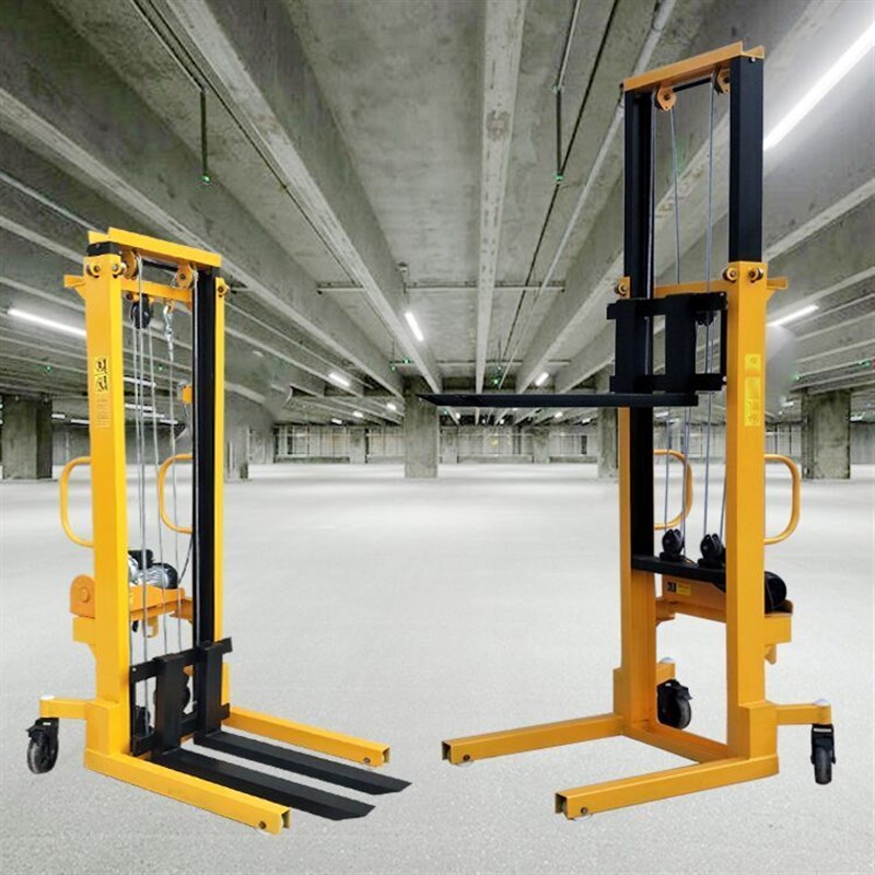 半电动叉车堆高机小型搬运升y高车手动液压叉车微型电动动葫芦叉