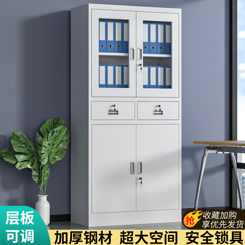 办公室铁皮文档柜二斗器械柜带抽屉车间工具柜收纳柜储物放书柜子