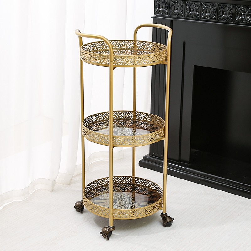 轻奢家用三层置物架可移动餐车现代客厅储物收纳架茶几沙发小推车