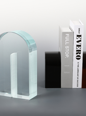 北欧现代极简约创意轻奢水晶艺术B拱门书档书靠办公室书房装饰摆