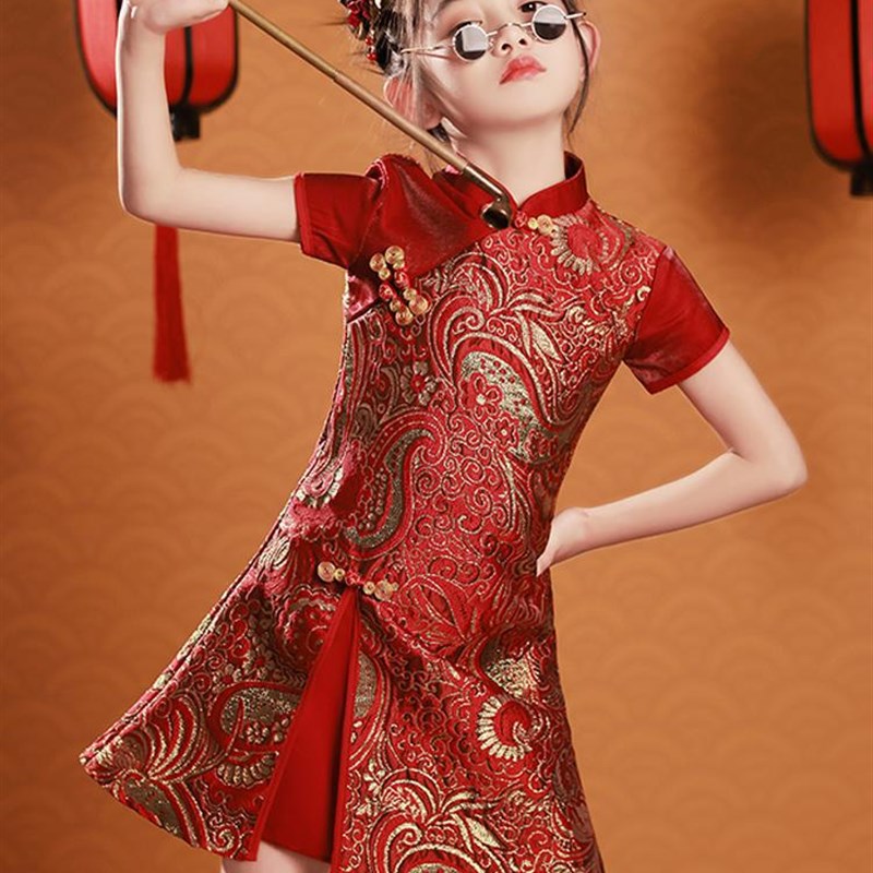 女童高端旗袍国潮风新款夏季儿童礼服中国风气质高级感唐装演出服