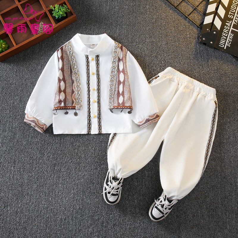 汉服男童少数民族服装傣族舞蹈表演国风儿童广西壮族三月三演出服