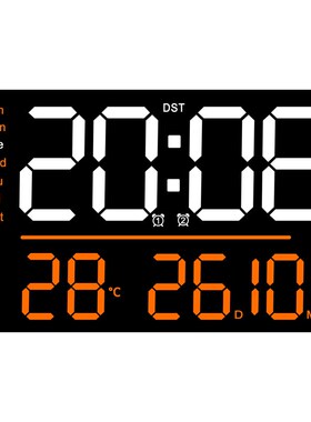 创意跨镜多功能挂钟简约pLED客厅时钟大尺寸时钟温度湿度计钟6636