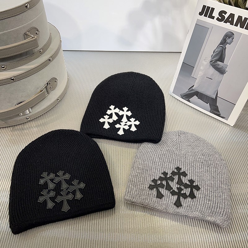 韩国十字架毛线帽男百搭时t尚冷帽冬季包头帽显脸小保暖针织帽子