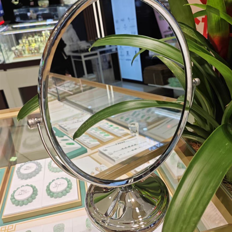 柜台专用镜子首饰台式双面镜眼镜销售看货镜化妆台全金属镜
