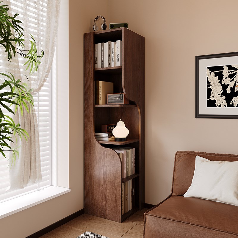 中古风沙发边柜客厅家用小户型收纳储物柜一体靠墙角柜书柜置物架