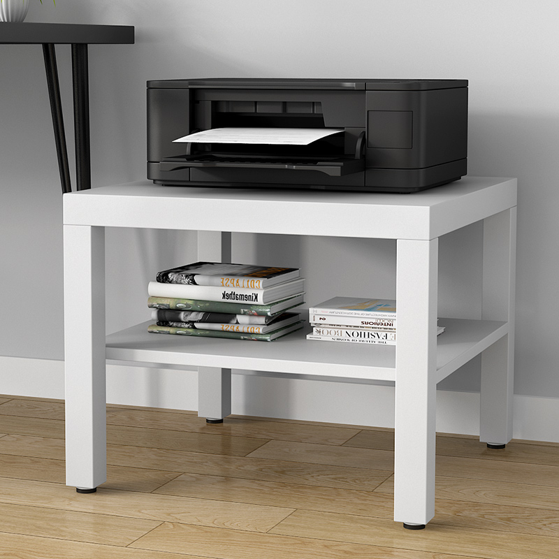 简易白色打印机置物架子办公室家用落G地储物架桌下放置双层收纳