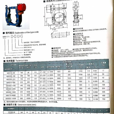 电磁鼓式制动器 电磁刹车制动器 MW250-315