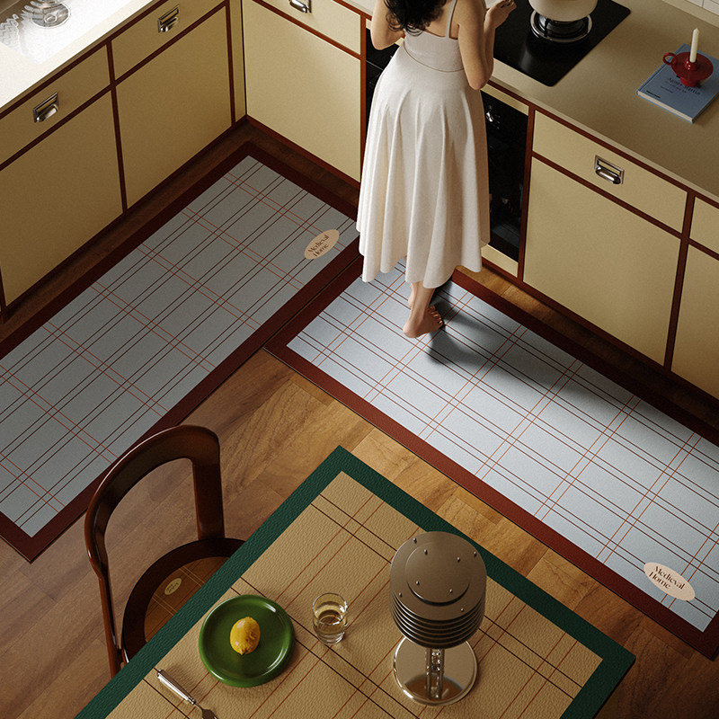 序构中古包豪斯厨房满铺地垫防油耐脏脚垫高级感吸水硅藻泥防滑,居家布艺,厨房地垫,淘宝优惠券,粉丝福利购,淘宝优惠卷