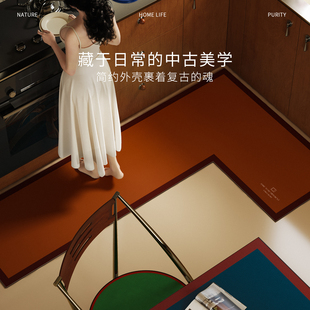 莫尔厨房专用地垫中古风防滑吸水耐脏免洗硅藻泥家用脚垫防污垫