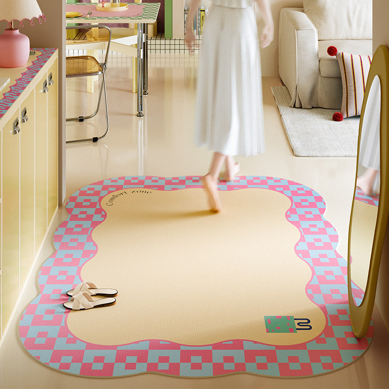 糖果派皮革入户地垫防滑免洗进门口玄关大门专用脚垫多巴胺高颜值