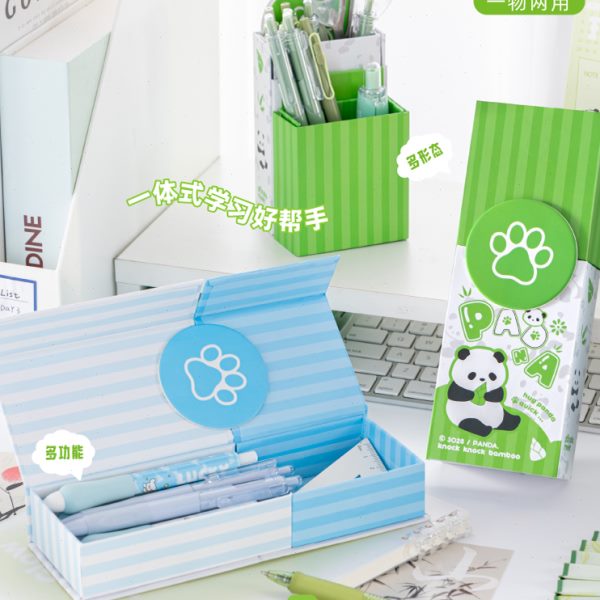 初中笔筒多功能文具盒熊猫大容量铅笔盒笔袋女小学生三年二班男孩