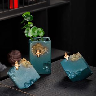 陶瓷花瓶装 桌面复古创意插花艺术水培器皿新中式 饰品客厅家居摆件
