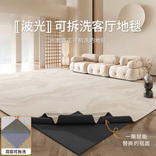 轻奢高级感可机洗奶油风沙发地垫现代简约 可拆洗地毯客厅2024新款