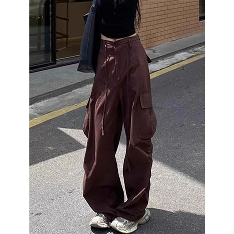 美式工装裤女夏季薄款2025新款酷飒风H加长版高个子垂感拖地阔腿