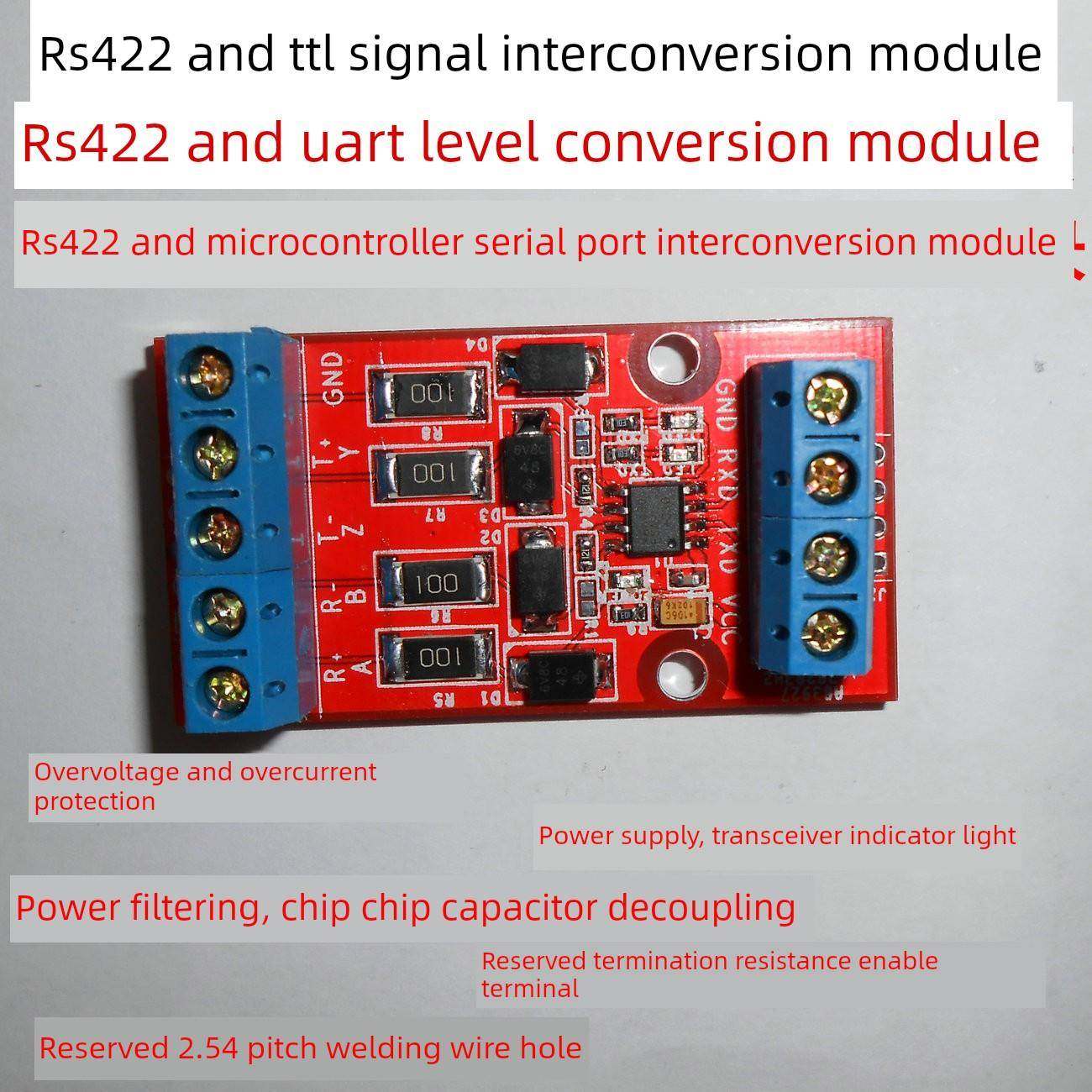 5V RS422互转TTL双向信号模块 全双工422转单片机UART串口转换