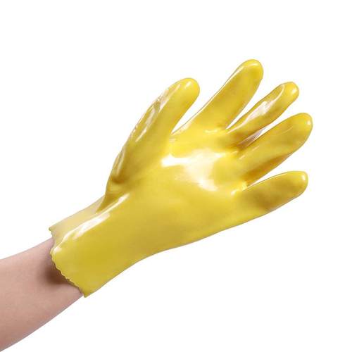 东亚028浸塑手套28CM加厚耐油耐酸碱电镀劳保防护工业PVC防水耐磨