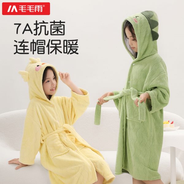 雨a穿儿童专用式童浴巾女毛毛速干斗篷可新款男童洗澡2025浴袍类