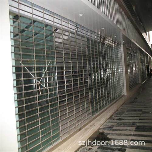 深圳锈不钢透视透气卷闸门楼电新金辉盗梯口卷不锈钢防网式帘门网
