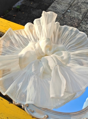 【超大褶皱花边】韩系网红气质大肠发圈高级感米色头绳百搭头花女