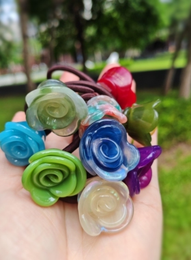 【法式浪漫】立体玫瑰花高弹力皮筋高马尾扎发头绳橡皮筋头绳发圈