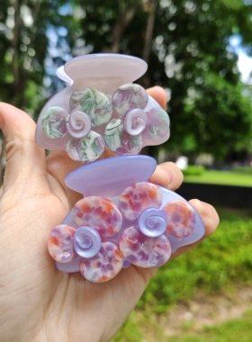 【复古甜美】立体花朵醋酸中号抓夹半扎发夹后脑勺盘发鲨鱼夹发饰