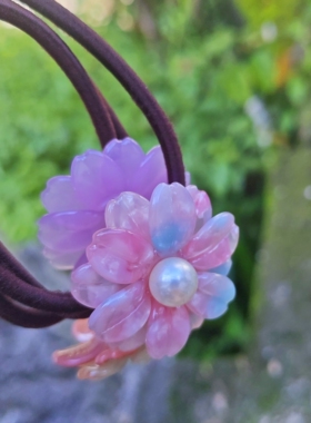 【立体花朵】韩版百搭醋酸发圈高马尾简约头绳盘发弹力皮筋女