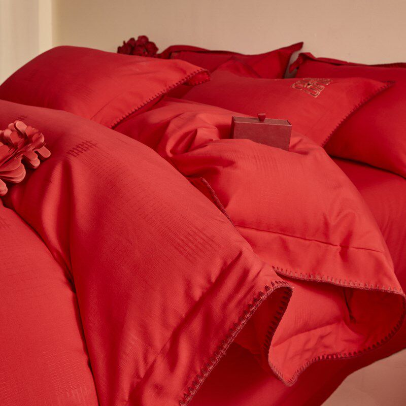 中式喜字结婚四件套大红色新婚被套婚庆M床上用品婚房陪嫁喜被,床上用品,婚庆床品套件,淘宝优惠券,粉丝福利购,淘宝优惠卷